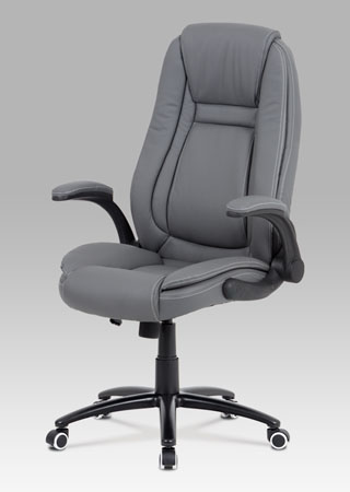 Autronic - Kancelářská židle, potah šedá ekokůže, černý kovový kříž, houpací mechanismus, v - KA-G301 GREY