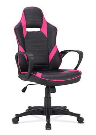 Autronic - Herní křeslo, potah kombinace černé a růžové ekokůže, houpací mechanismus - KA-Y207 PINK